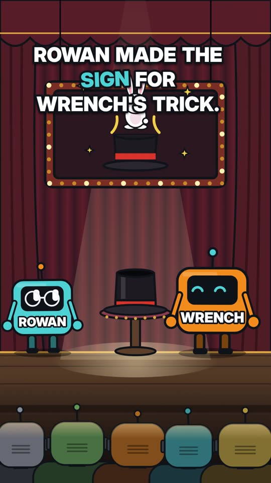 Rowan made the sign for Wrench's trick. — cartoon poster