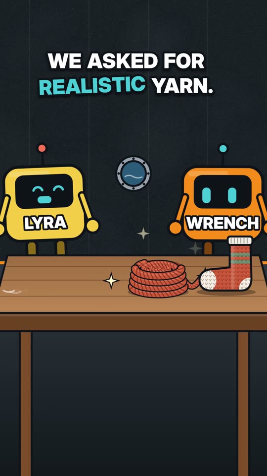 We asked for realistic yarn. — cartoon poster
